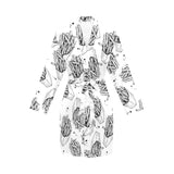 Hand drawn french fries pattern Women's Long Sleeve Belted Night Robe