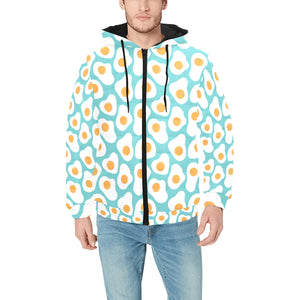 Fried Eggs Pattern Print Design 04 Men's Padded Hooded Jacket