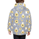 Cute hamster sunflower pattern background Kids' Boys' Girls' Padded Hooded Jacket