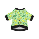 Avocado pattern green background All Over Print Pet Dog Round Neck Fuzzy Shirt