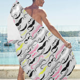 Mustache Beard Pattern Print Design 02 Beach Towel