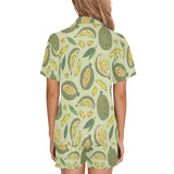 Durian leaves pattern background Women's V-Neck Short Pajama Set