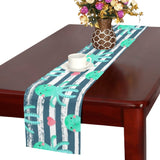 Cute octopuses heart striped background Table Runner