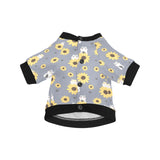 Cute hamster sunflower pattern background All Over Print Pet Dog Round Neck Fuzzy Shirt