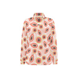 papaya leaves pattern Women's Long Sleeve Polo Shirt