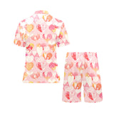 Hand drawn heart design pattern Men's V-Neck Short Pajama Set