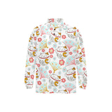 Maneki neko cat fan sakura Men's Long Sleeve Polo Shirt