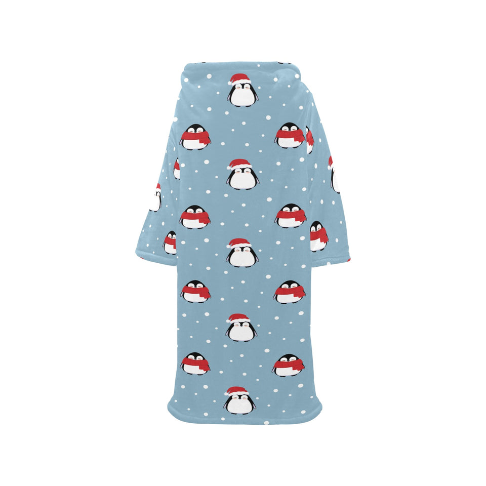 Cute penguin christmas snow pattern Blanket Robe with Sleeves