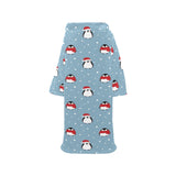 Cute penguin christmas snow pattern Blanket Robe with Sleeves