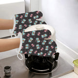 Camera Pattern Print Design 04 Heat Resistant Oven Mitts