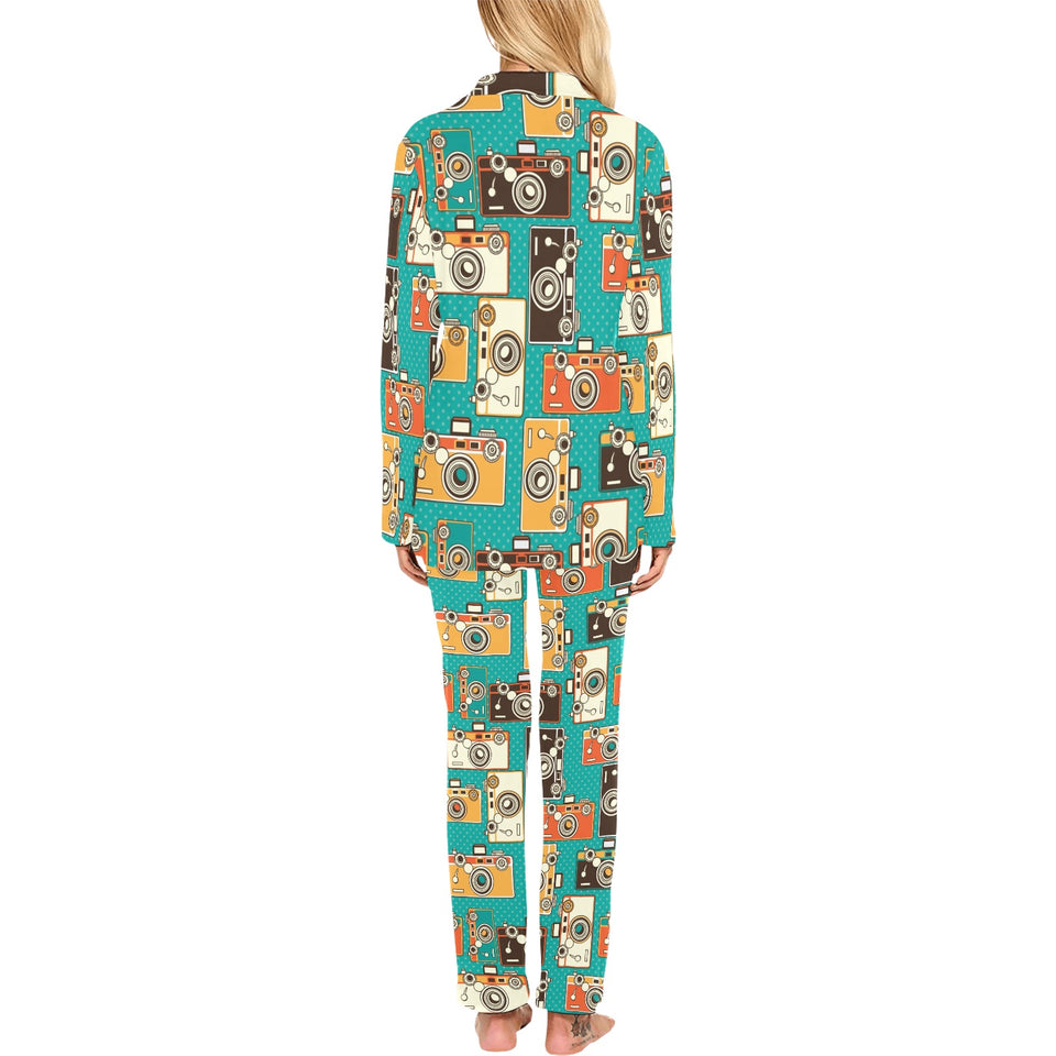 Camera Pattern Print Design 03 Women's Long Pajama Set