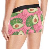 Avocado slices leaves pink back ground Men's All Over Print Boxer Briefs Men's Underwear