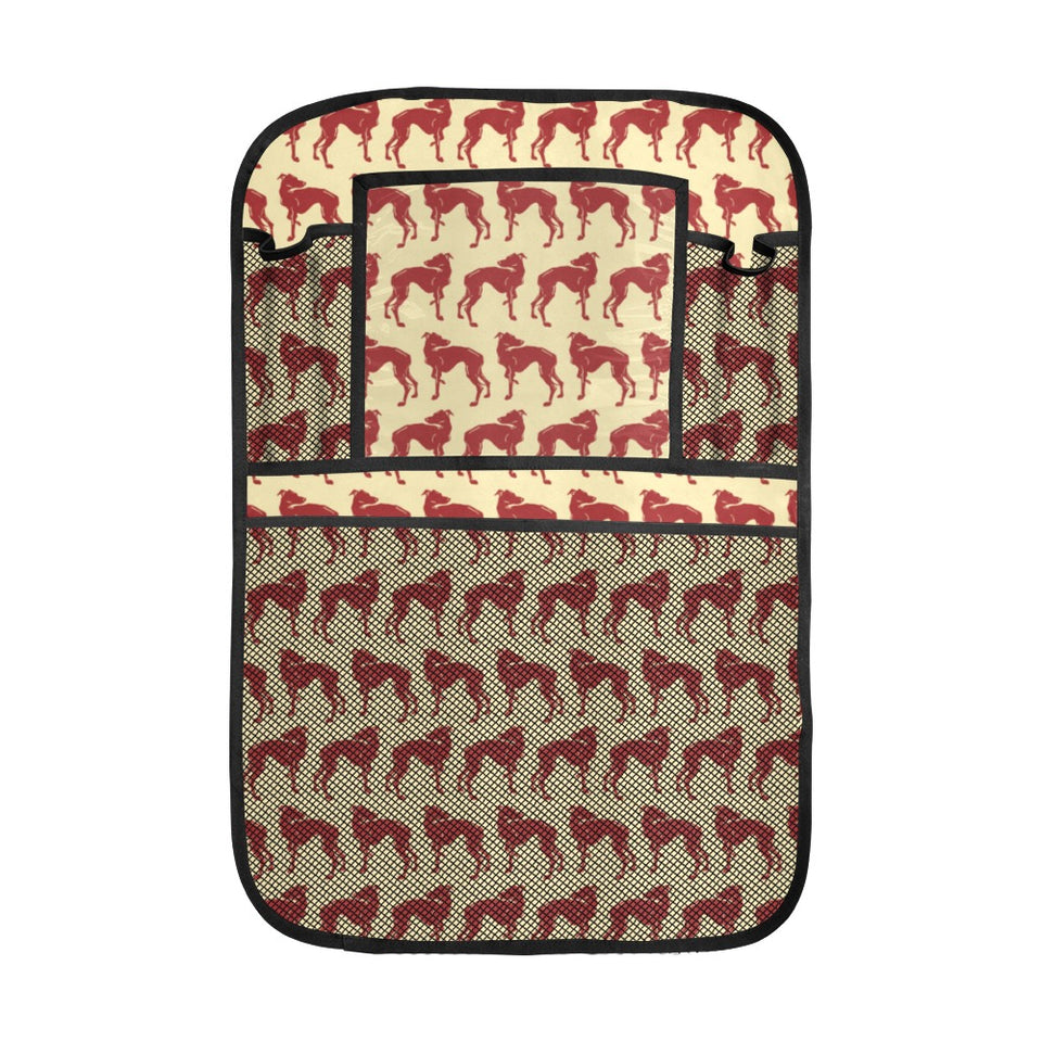 Greyhound Pattern Print Design 04 Car Seat Back Organizer