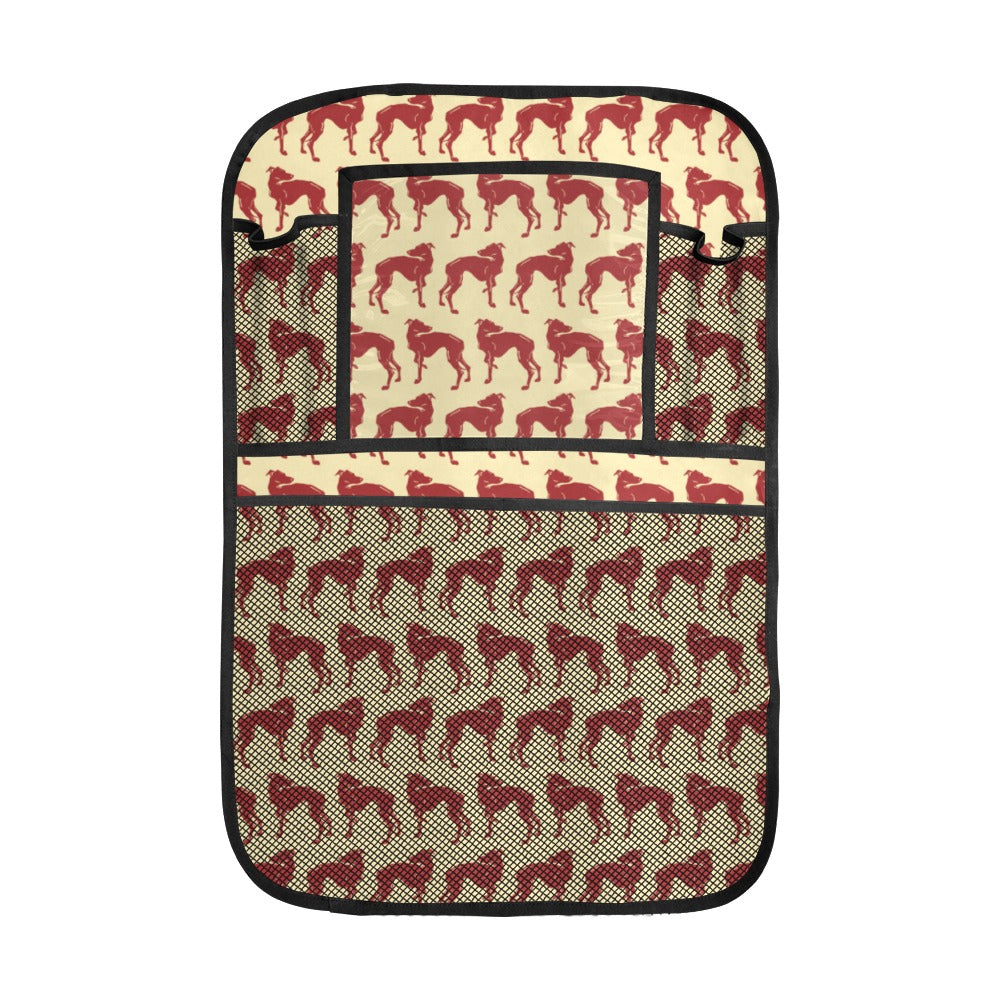 Greyhound Pattern Print Design 04 Car Seat Back Organizer