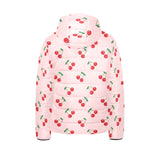 cherry pattern pink background Kids' Boys' Girls' Padded Hooded Jacket