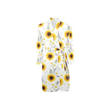 beautiful sunflowers pattern Men's Long Sleeve Belted Night Robe