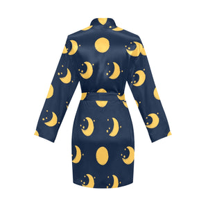 Moon star pattern Women's Long Sleeve Belted Night Robe
