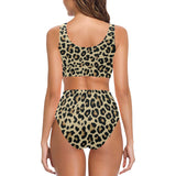 Leopard print design pattern Chest Bowknot High Waisted Bikini Swimsuit