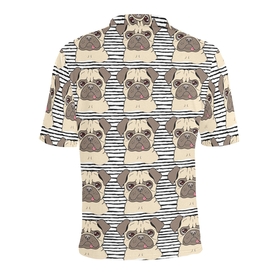 Happy pug pattern Men's All Over Print Polo Shirt