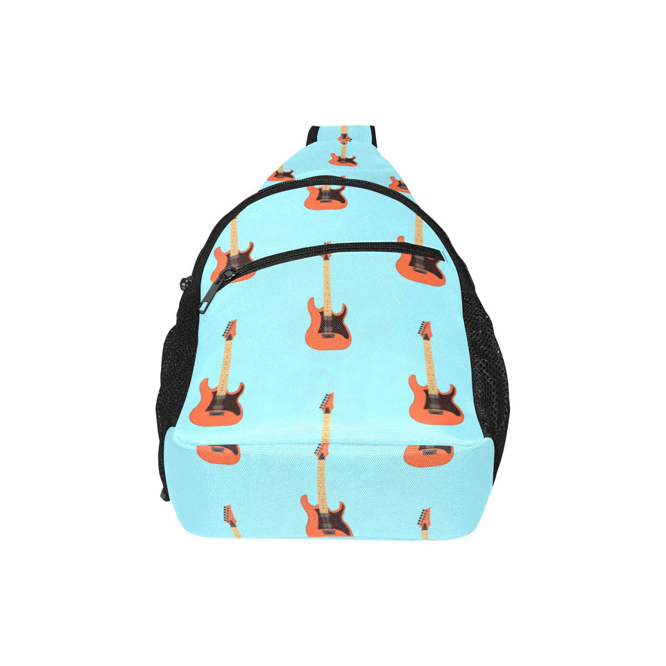 electric guitar pattern light blue background All Over Print Chest Bag