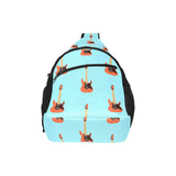 electric guitar pattern light blue background All Over Print Chest Bag