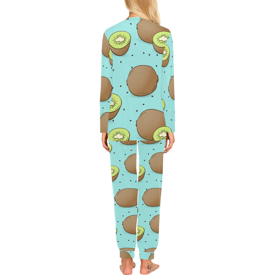 Kiwi blue background Women's All Over Print Pajama Set