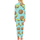 Kiwi blue background Women's All Over Print Pajama Set