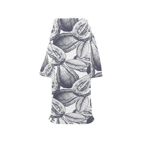 Guava tropical hand drawn pattern Blanket Robe with Sleeves