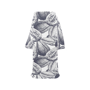 Guava tropical hand drawn pattern Blanket Robe with Sleeves