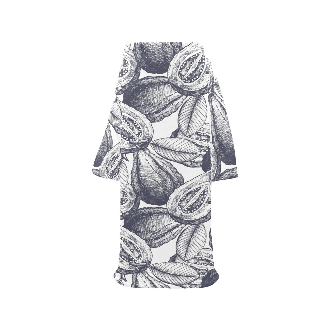Guava tropical hand drawn pattern Blanket Robe with Sleeves
