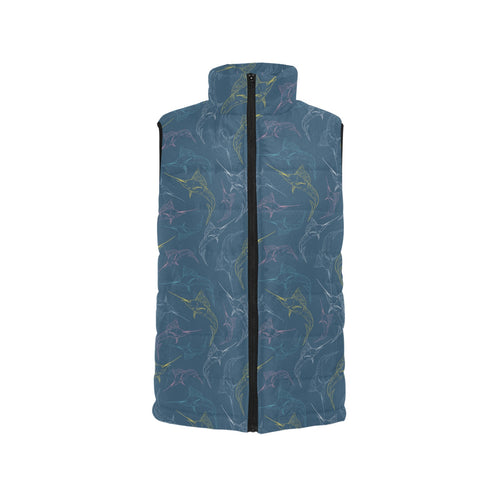 Swordfish Pattern Print Design 02 Men's Padded Vest