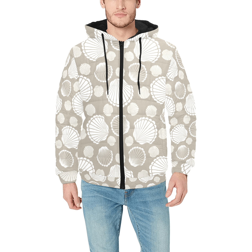 Scallop shell pattern Men's Padded Hooded Jacket