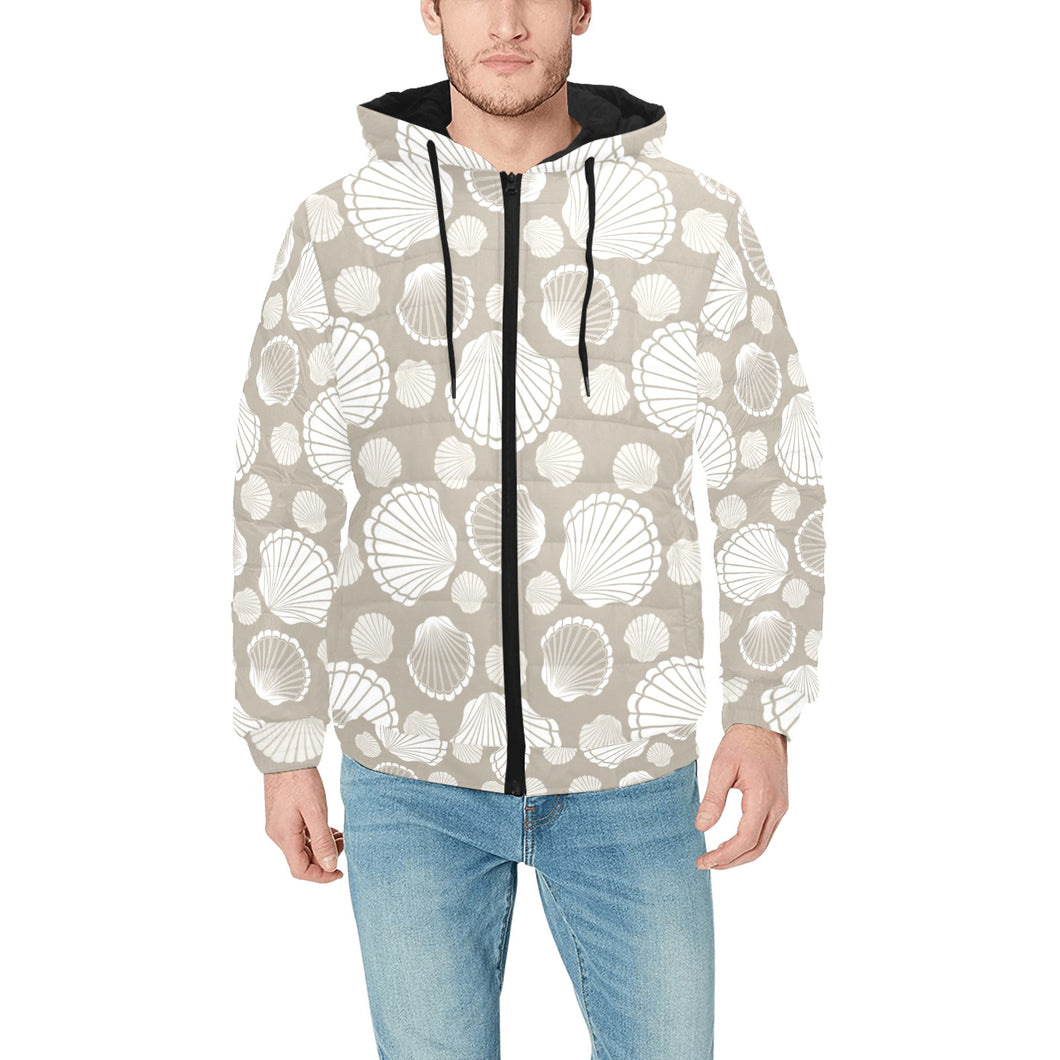 Scallop shell pattern Men's Padded Hooded Jacket