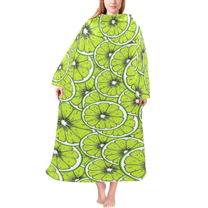 Slices of Lime design pattern Blanket Robe with Sleeves