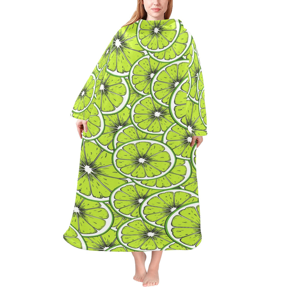 Slices of Lime design pattern Blanket Robe with Sleeves