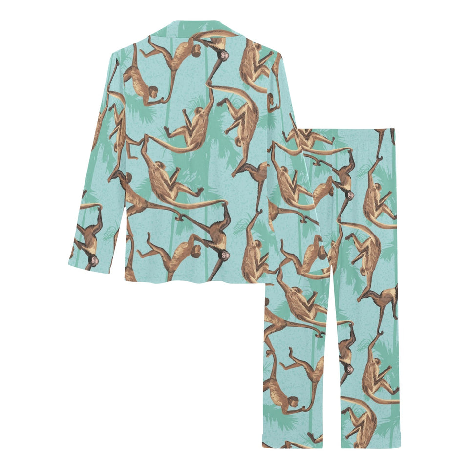 Monkey Palm tree background Women's Long Pajama Set