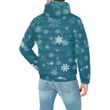 Snowflake pattern dark background Men's Padded Hooded Jacket