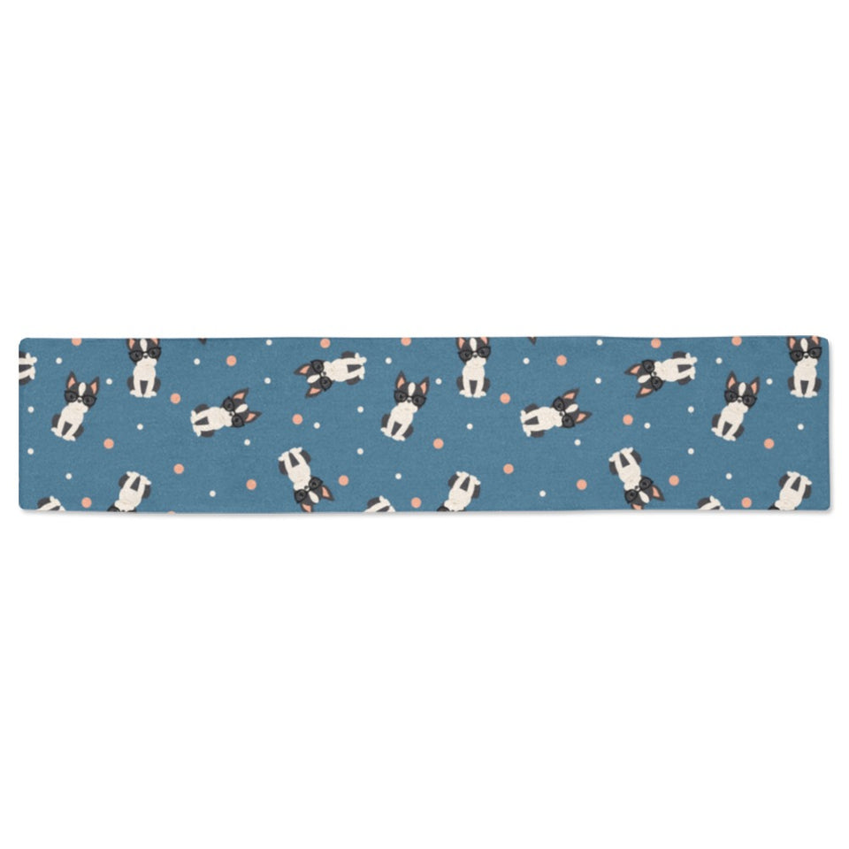 Cute boston terrier dog spattern Table Runner