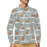 Beautiful deers Winter Christmas Men's Long Sleeve Polo Shirt