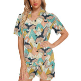 Eagle Pattern Print Design 02 Women's V-Neck Short Pajama Set