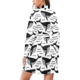 Black whale pattern Women's Long Sleeve Belted Night Robe