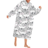 Cute french bulldog head pattern Blanket Robe with Sleeves