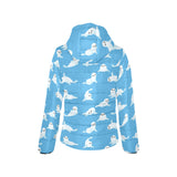 Cute sea lion seal pattern background Women's Padded Hooded Jacket