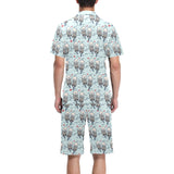 Lovely Sea Otter Pattern Men's V-Neck Short Pajama Set