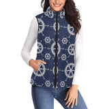 nautical steering wheel design pattern Women's Padded Vest
