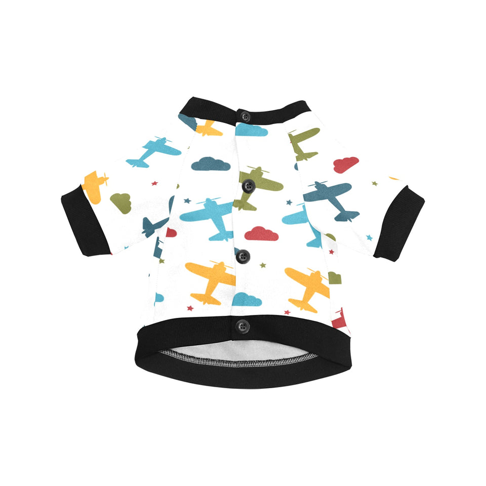 Airplane star cloud colorful All Over Print Pet Dog Round Neck Fuzzy Shirt