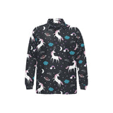 unicorn rainbows moon clound star pattern Men's Long Sleeve Polo Shirt