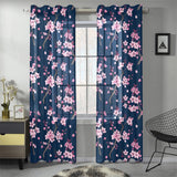 Pink sakura cherry blossom blue background Gauze Curtain