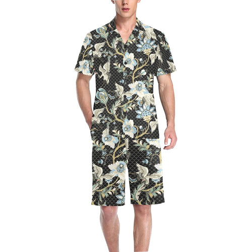 Indian Batik Style pattern Men's V-Neck Short Pajama Set