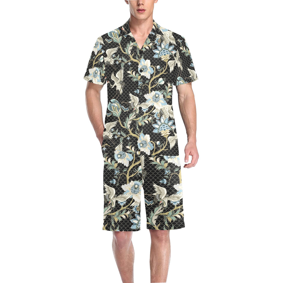 Indian Batik Style pattern Men's V-Neck Short Pajama Set